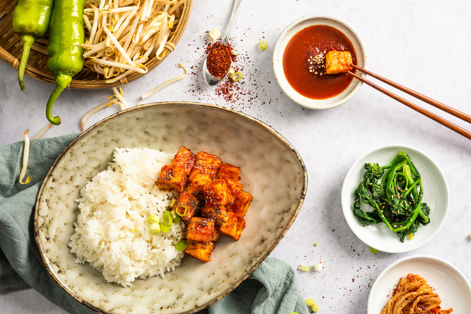 Tofu mit Gochujang Sauce