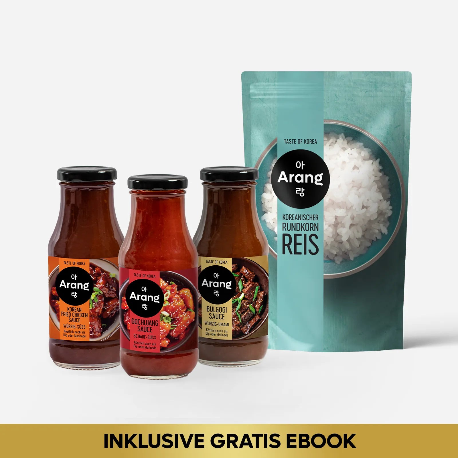 Korea Saucen Probierset – 3x Sauce & Reis + Gratis-eBook